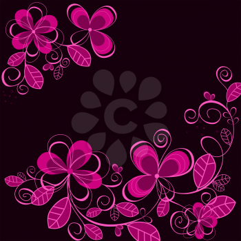 Purple floral background for textile or invitation card design