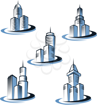Skyscrapers and real estate symbols for design and decorate