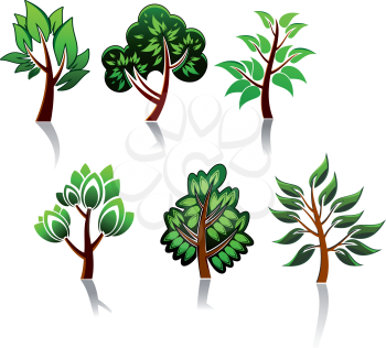 Tree icons set for ecology or environment design