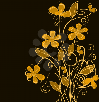 Orange floral background for invitation card design