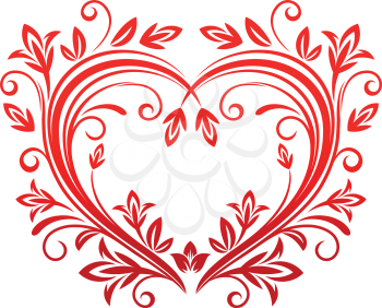 Red floral heart for valentine holiday design