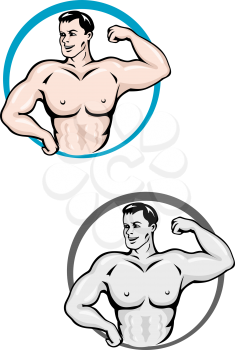 Strong and powerful bodybuilder with muscles for sports mascot