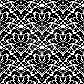 Seamless damask pattern in white and black colors