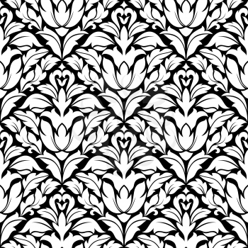 Floral damask seamless pattern for background design