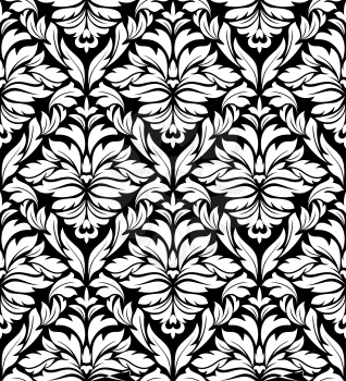 Seamless damask background in white and black colors