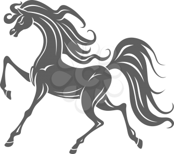 Silhouette of gray horse foal for equestrian design