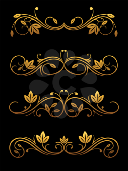 Golden vintage borders and dividers set for ornate and decorations
