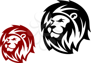 Lion head in two variations for heraldic or mascot design