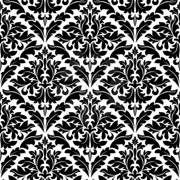 Monochrome damask seamless pattern for background design