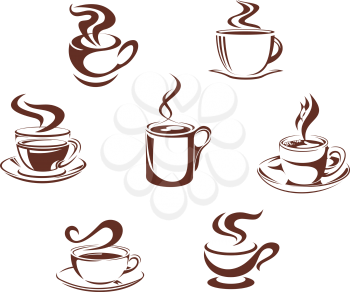 Coffee and tea symbols and icons for beverage design