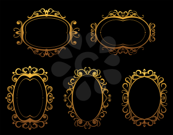 Set of golden vintage frames and borders in victorian style