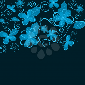Abstract blue floral design for wallpaper or background design