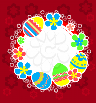 Easter frame with eggs and flower blossoms