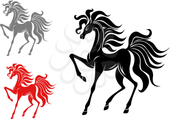 Set of horse mascots isolated on white background