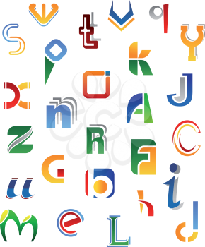 Set of full alphabet symbols from A to Z isolated on white background