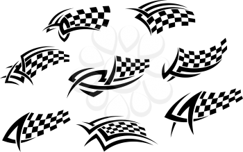 Checkered flags in tribal style for tattoo or sports design