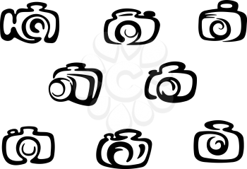 Set of photo camera symbols and icons