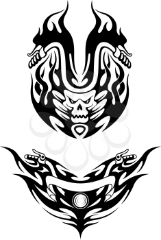 Two bike tattoos in tribal style for t-shirt design