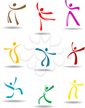 Dancing peoples pictograms for entertainment or sports design