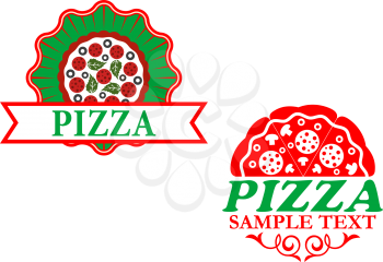 Italian pizza emblems and banners for fast food design