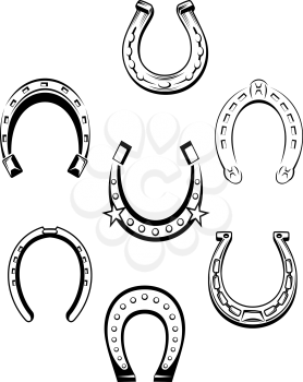 Set of horseshoe icons and symbols for lucky concept design