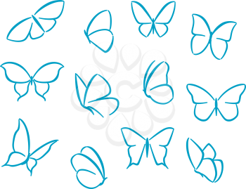 Butterflies silhouettes for symbols, icons and tattoos design