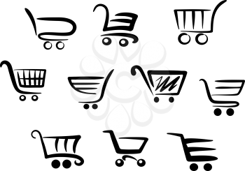 Shopping cart icons set for business and commerce projects