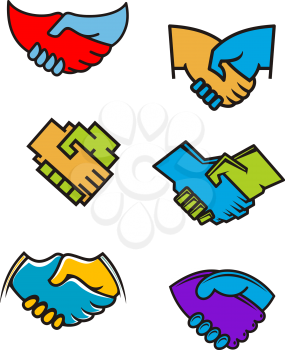 Handshake symbols and icons set for business or another design