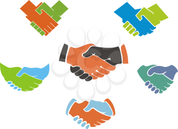 Business handshake symbols and icons set for partnership concept design