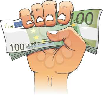Euro banknote in people hand for finance concept