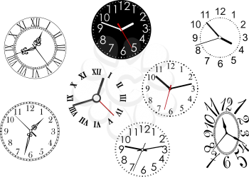 Set of clock dials for any time concept or design