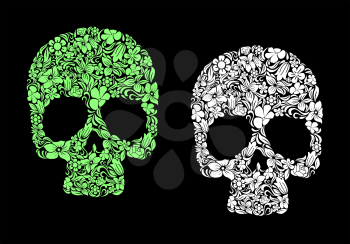 Floral human skull for death or halloween design