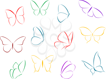 Butterflies silhouettes isolated on white background for fragility concept design