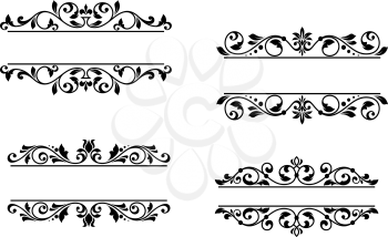 Header frame with retro floral elements for monogram or vignette design