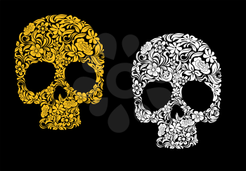 Floral skull in retro style for ecology concept design