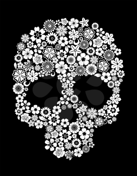 Human skull in floral style for ecology concept design
