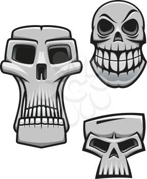 Monster and zombie skulls set isolated on white for halloween or horror concet design