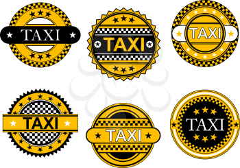 Taxi service emblems and signs set for transportation industry design