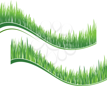 Two waves of green grass for environment or ecology design