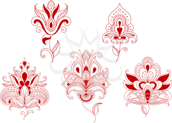 Abstract curly flowers set for ornate and embellishments design