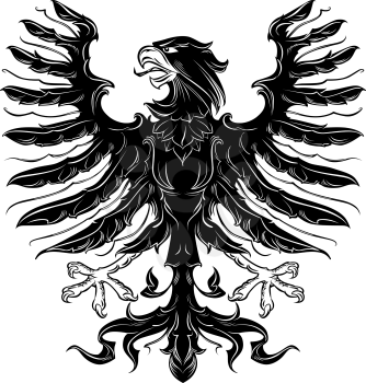Black heraldic eagle in retro royal style