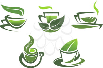 Green tea symbols for cafe, restaurants and food design