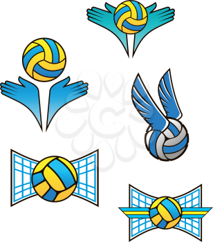 Volleyball sports symbols and icons set for design