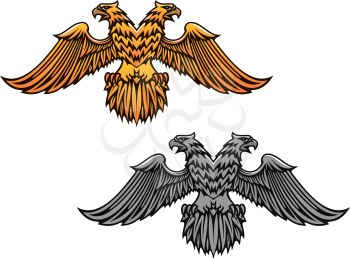 Double eagle mascot for heraldry or tattoo design