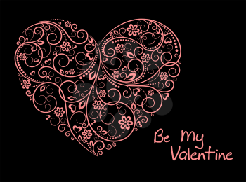 Pink floral heart for Valentine's day holiday design