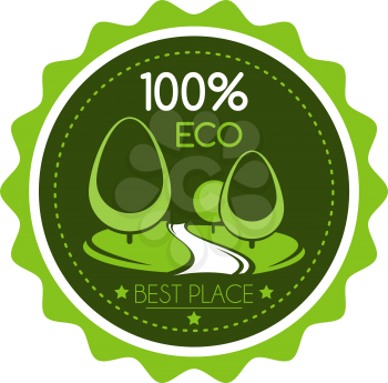 Green eco tree icon template for landscaping design company or urban horticulture association project. Vector flat badge of ecology park and forest green environment for gardening project