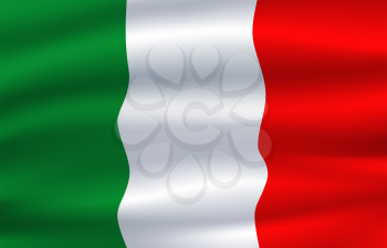Italy flag vector wavy fabric. Vector Italian republic country official national flag of green, white and red vertical color stripes