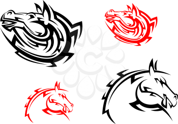 Tribal mascots with red and black horses for design