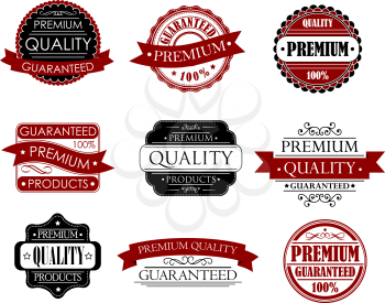 Set of labels for design with quality anf guarantee headers