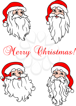 Four cheerful Santa Clouses for christmas holiday design